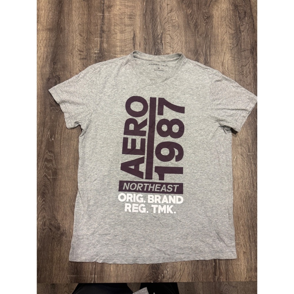 Aeropostale Mens Graphic T-Shirt Gray Aero 1987 Northeast Cotton‎ Tee Size M